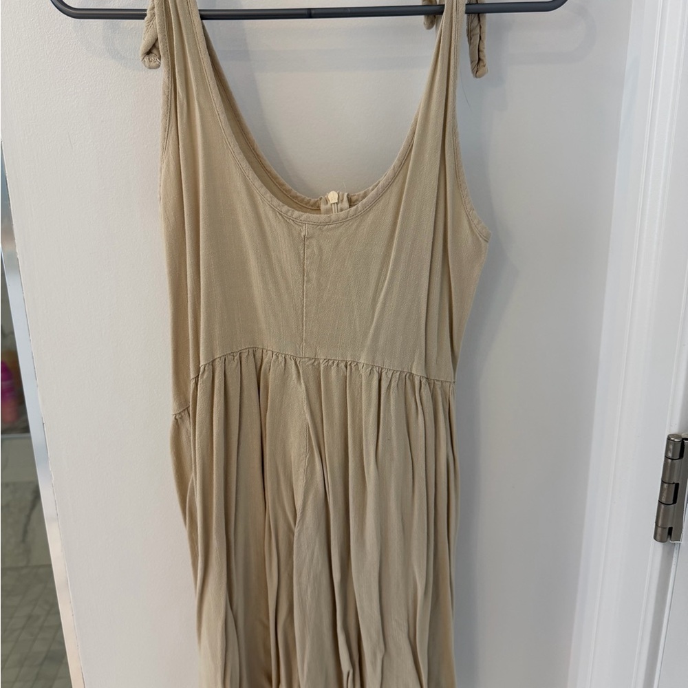 Beige Tie-Strap Dress